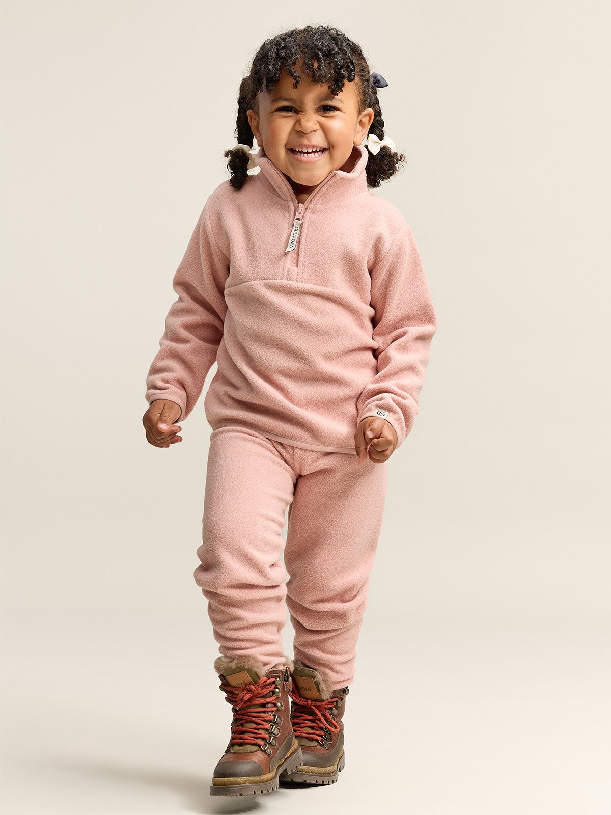 Gullkorn Berg Fleece Set Tåkerosa