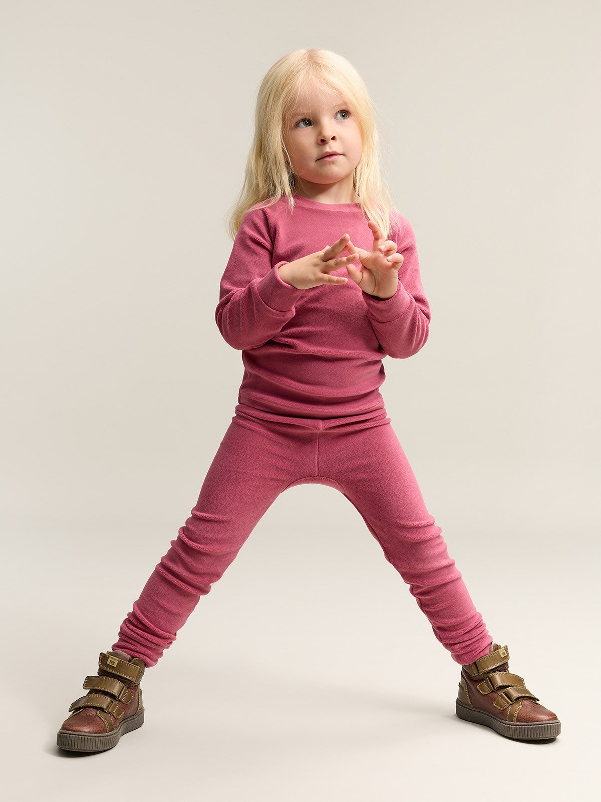 Gullkorn Jona Fleece-sett Varm Rosa