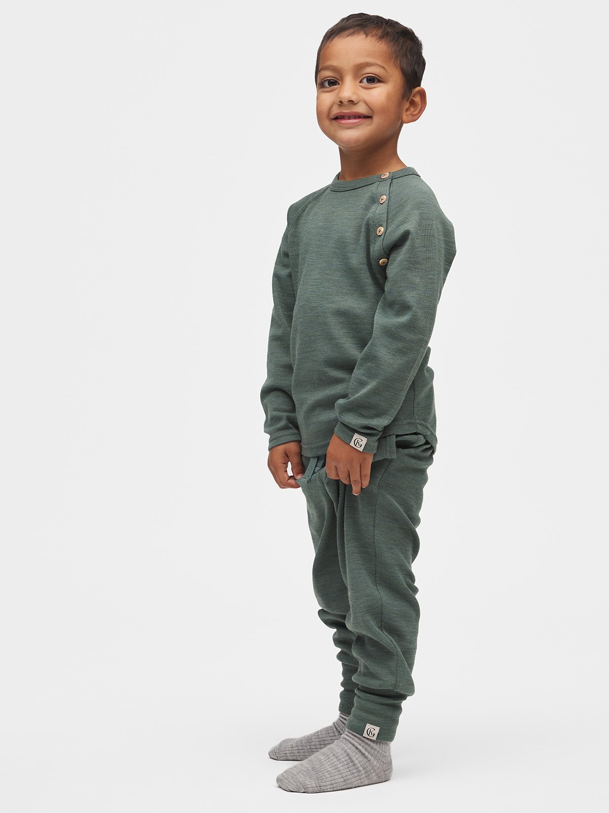 Gullkorn Villvette Ull Longsleeve Dus Grønn