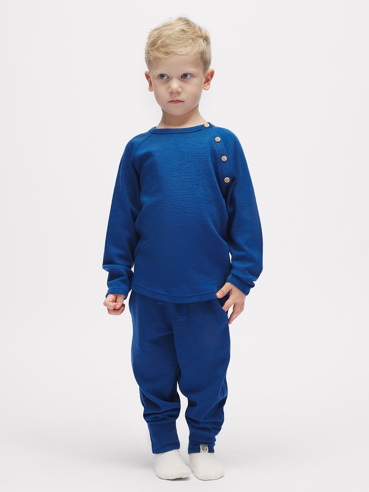 Gullkorn Villvette Ull Longsleeve M Himmelblå