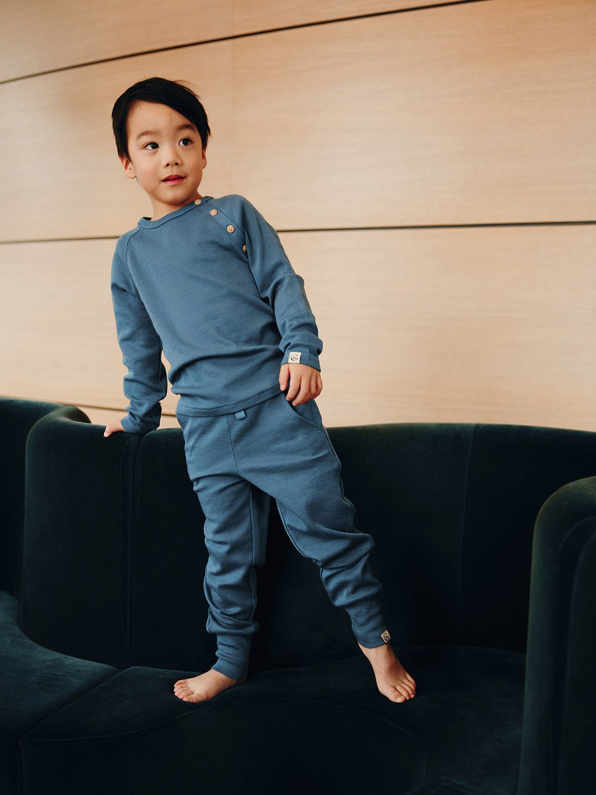 Gullkorn Villvette Ull Longsleeve Denimblå