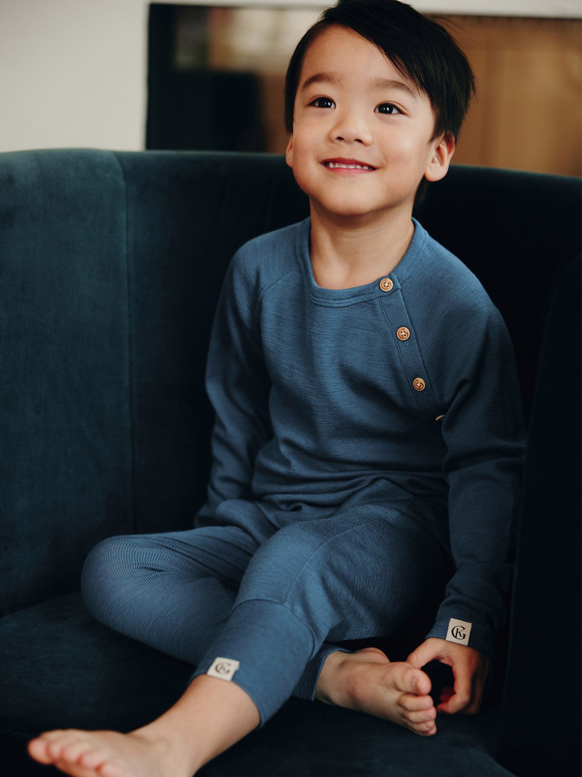 Gullkorn Villvette Ull Longsleeve Denimblå