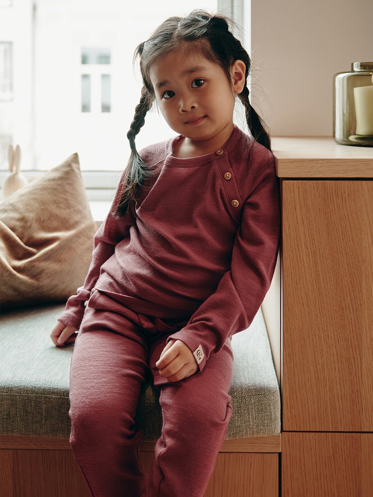 Gullkorn Villvette Ull Longsleeve Mørk Rosa