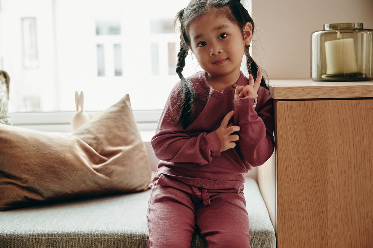 Gullkorn Villvette Ull Bukse Mørk Rosa