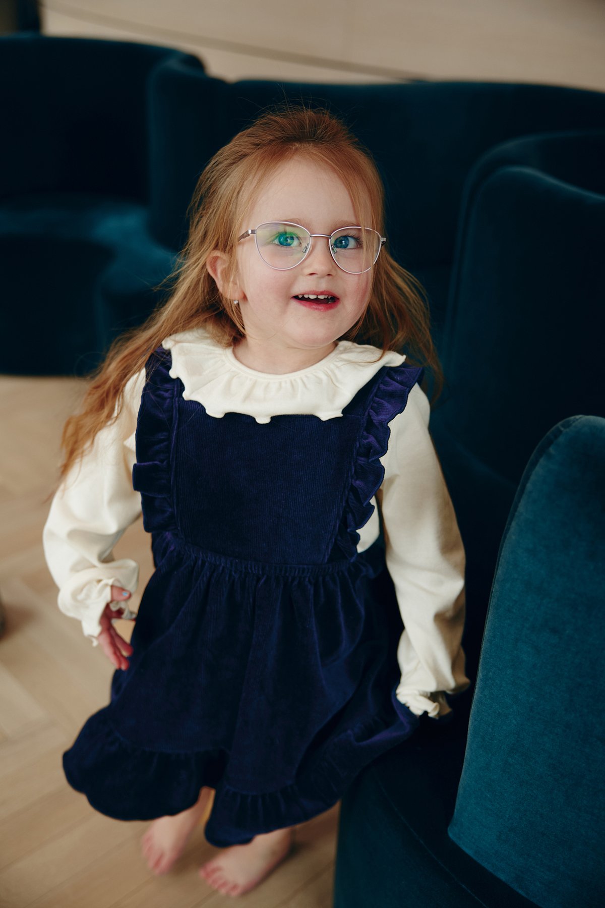 Gullkorn Olit Kjole Marineblå