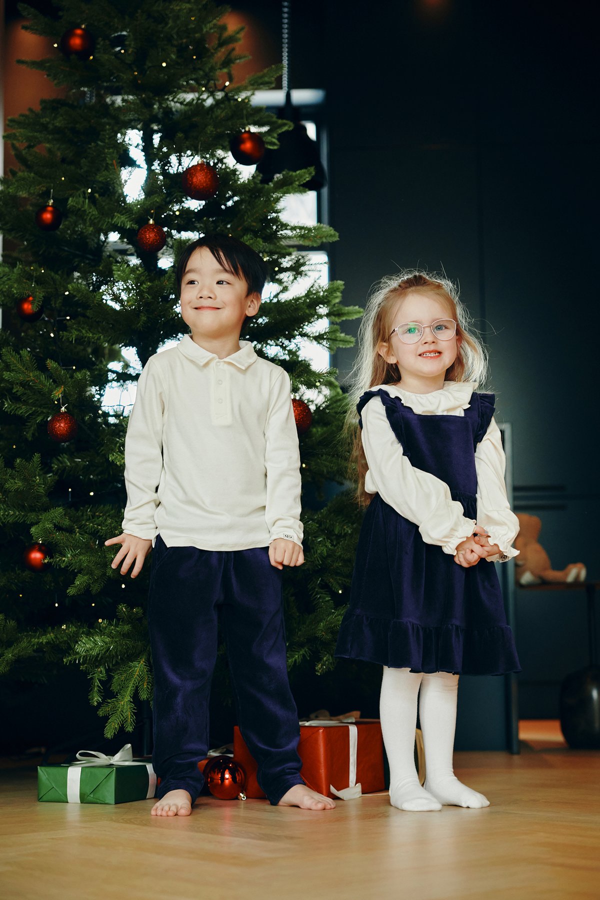 Gullkorn Olit Kjole Marineblå