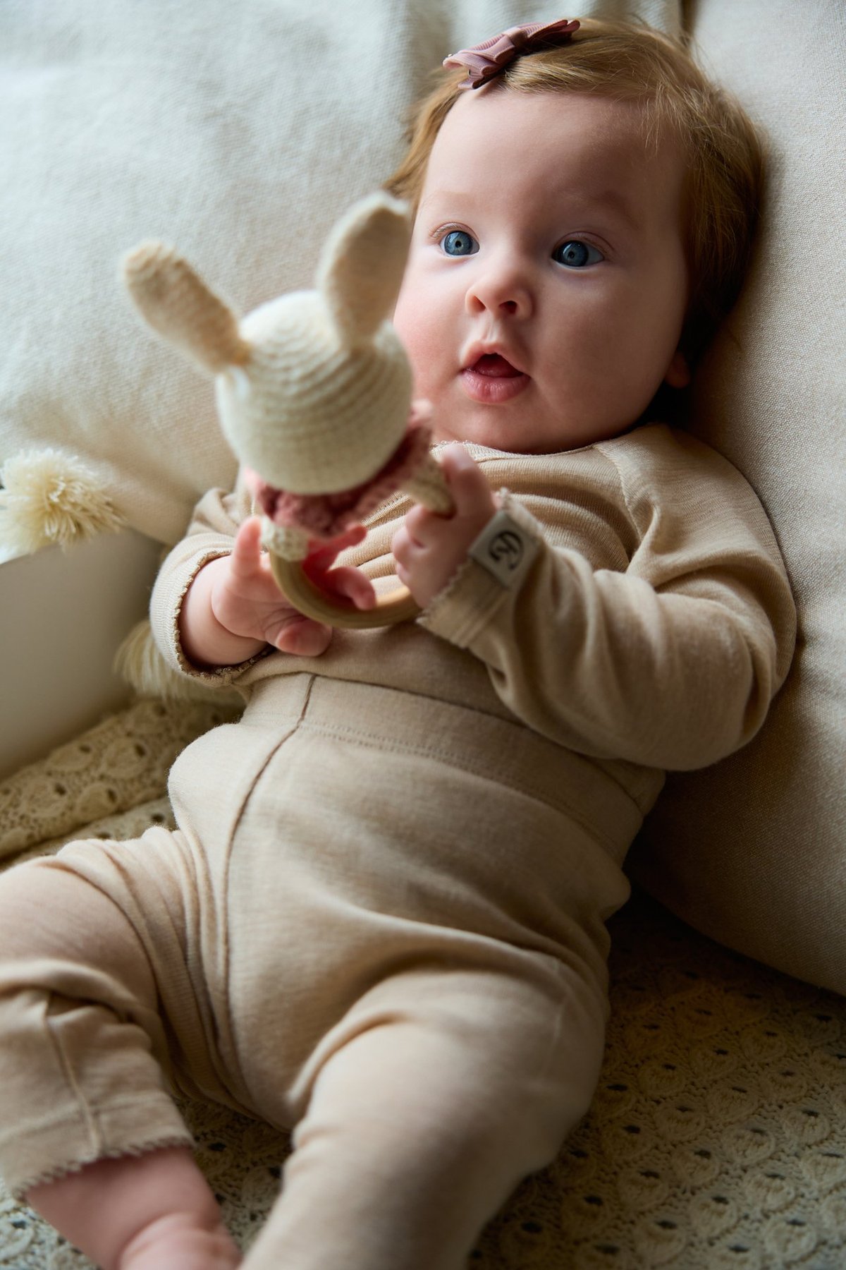 Gullkorn Vakke Ull Babybukse Beige