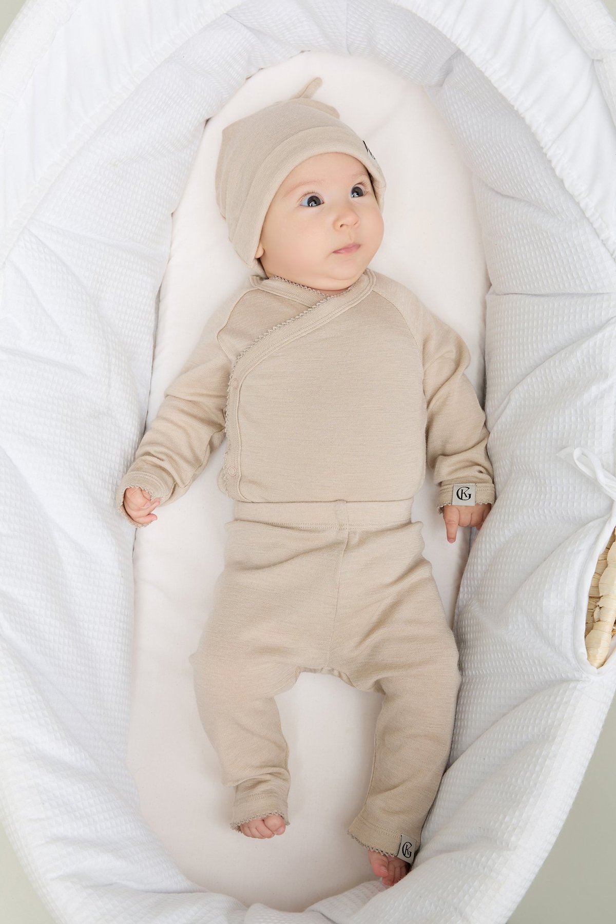 Gullkorn Vakke Ull Babybukse Beige