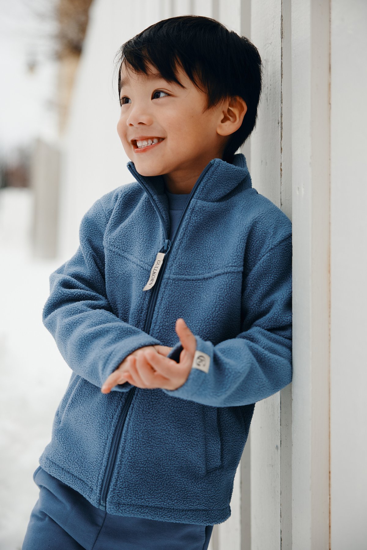 Gullkorn Grano Pile Fleece Jakke Denimblå