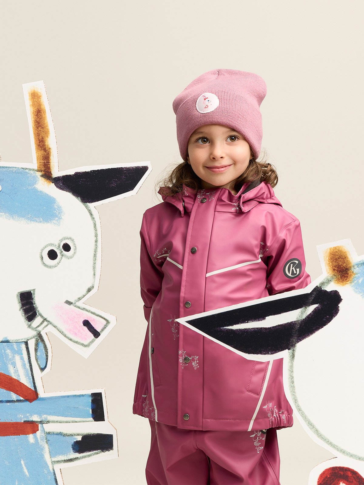 Gullkorn Bukkene Regntøysett Varm Rosa (P)