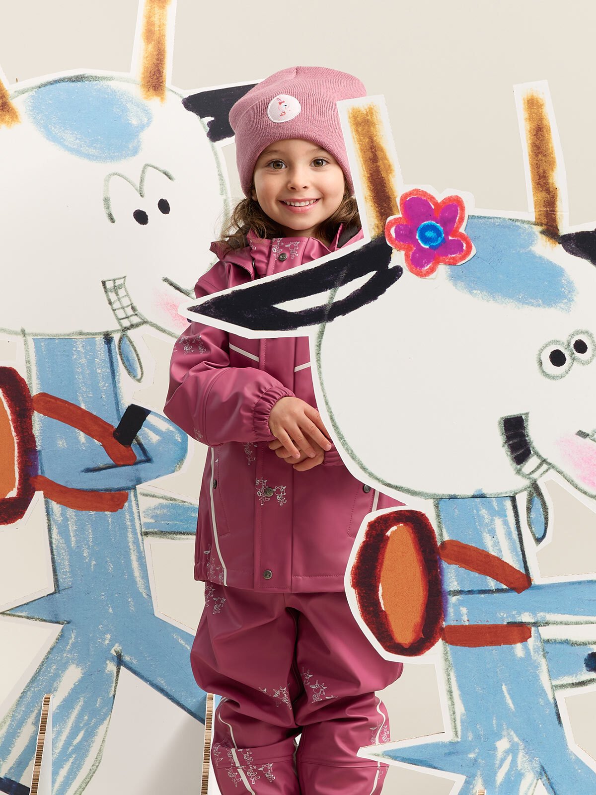 Gullkorn Bukkene Regntøysett Varm Rosa (P)