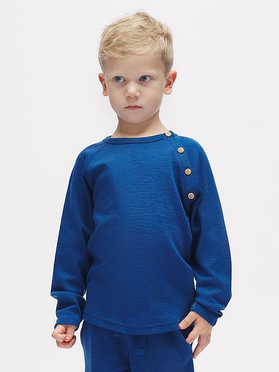 Gullkorn Villvette Ull Longsleeve M Himmelblå