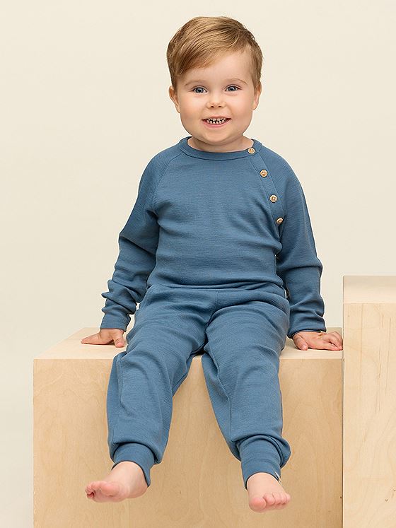 Gullkorn Villvette Ull Longsleeve Denimblå