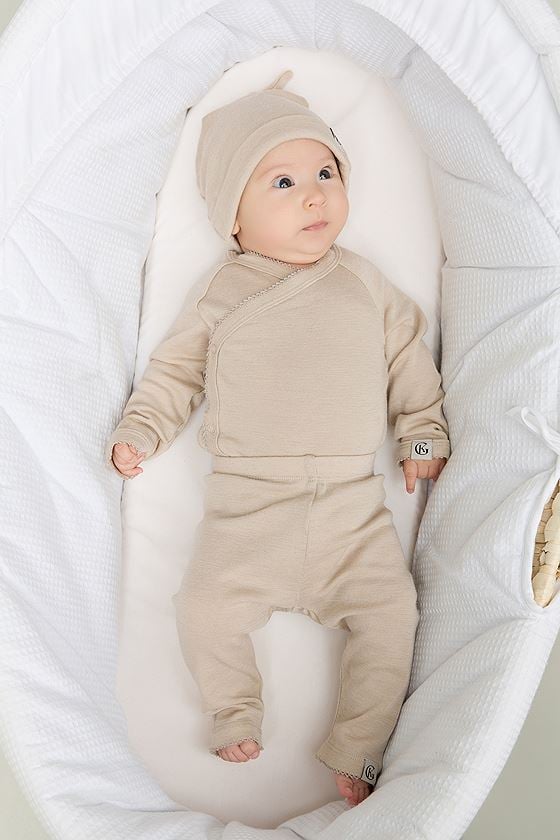Gullkorn Vakke Ull Babybukse Beige