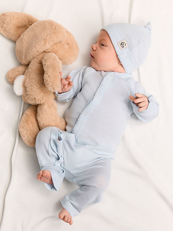 Gullkorn Vakke Ull Babydress Lys Blå